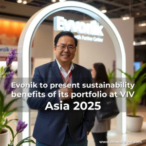 Artistic representation for Evonik to present sustainability benefits of its portfolio at VIV Asia 2025