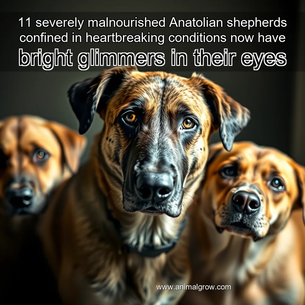 11 severely malnourished Anatolian shepherds confined in heartbreaking conditions now have bright glimmers in their eyes