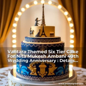 Artistic representation for Vantara Themed Six Tier Cake For Nita Mukesh Ambani 40th Wedding Anniversary : Details Here