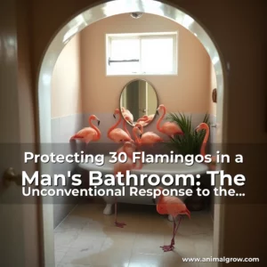 Artistic representation for Protecting 30 Flamingos in a Man's Bathroom: The Unconventional Response to the Caribbean's Devastating Hurricanes