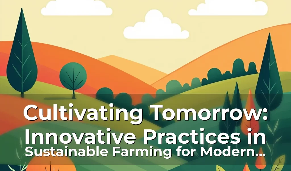 Cultivating Tomorrow: Innovative Practices in Sustainable Farming for Modern Agricultural Communities