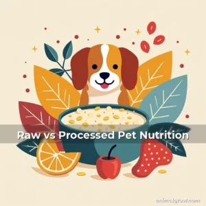 Artistic representation for Raw vs Processed Pet Nutrition